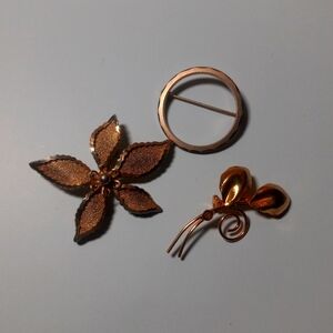 3 costume jewelry pins.